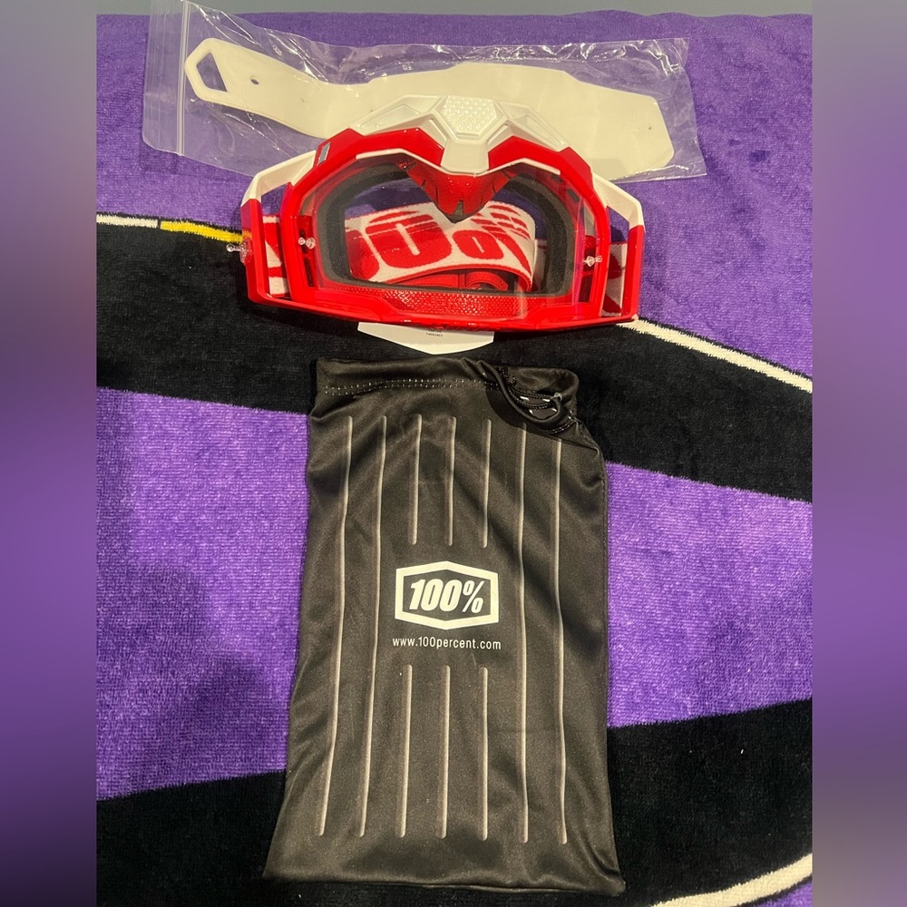100% Red and White Goggles
